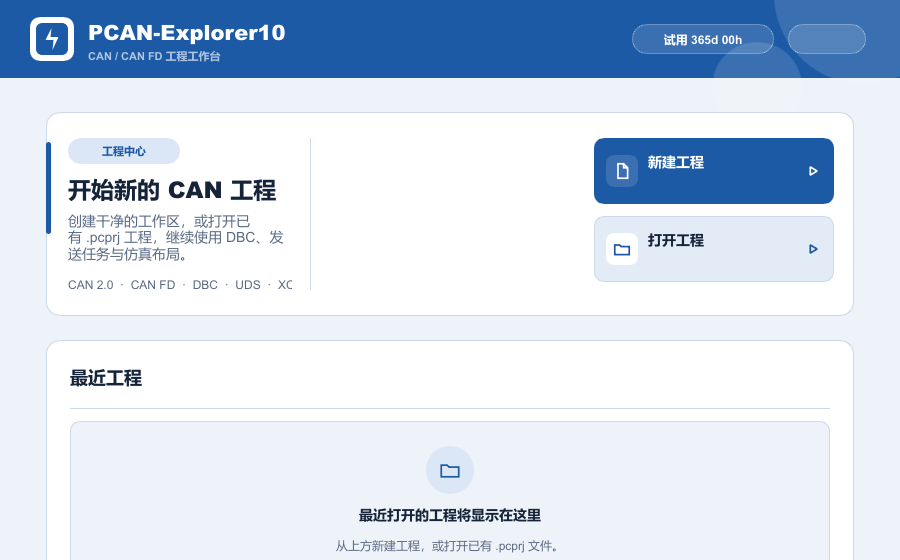 PCAN-Explorer10 0.7.1 工程中心界面